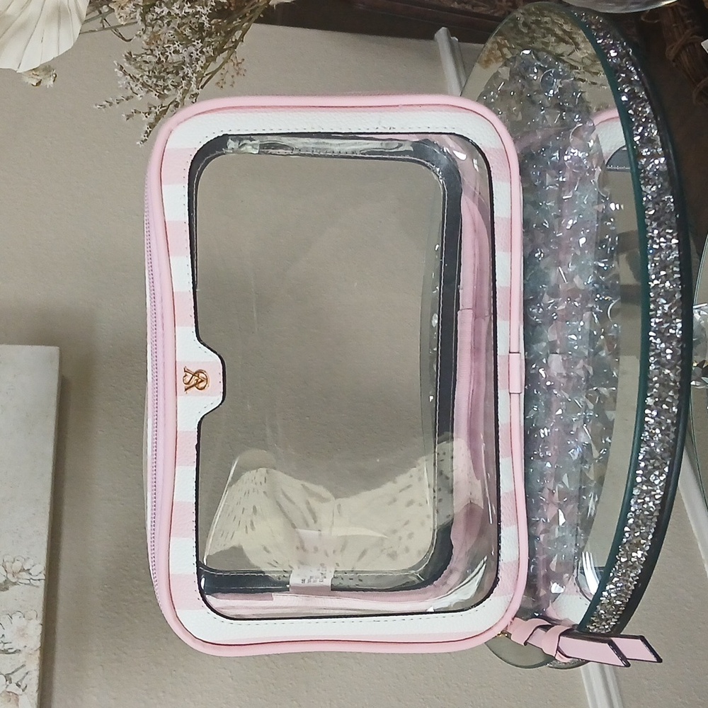 Victoria's Secret Heritage Stripes Pink Cosmetics Travel Bag - Picture 6 of 17